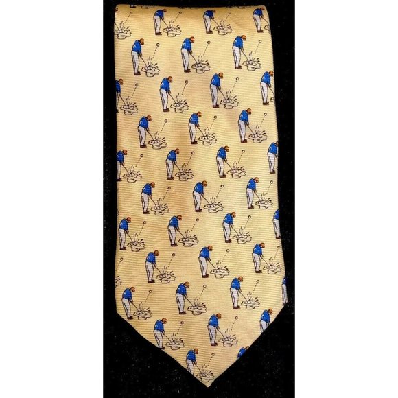 Lauren/Ralph Lauren Golf Neck Tie Yellow Silk Made in USA-EUC- - Picture 9 of 10